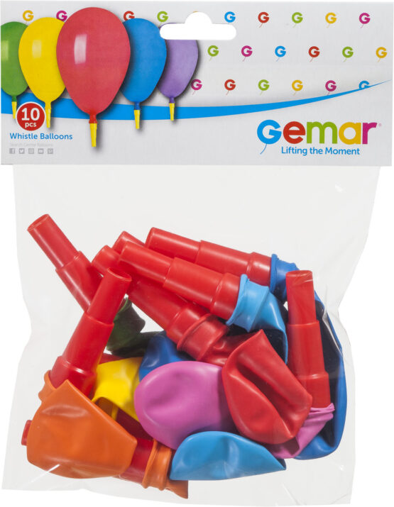 10 PCS WHISTLE BALLOONS ASSORTED